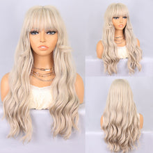 Load image into Gallery viewer, 24inch FH P14360 light blonde synthetic wig with bang
