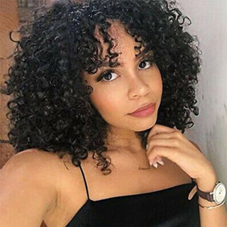 【2FH】 Q16160 short deep curly machine made original hair wig