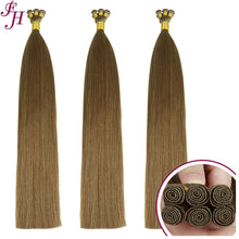 Load image into Gallery viewer, FH high quality cooper color human hand tied weft hair extensions