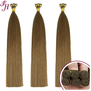 FH high quality cooper color human hand tied weft hair extensions