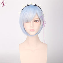 Load image into Gallery viewer, FH factory wholesale P11857 cheap machine made wig synthetic blue hair wig