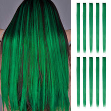 Load image into Gallery viewer, FH cheap price green straight synthetic hair clip in hair extensions 6 pcs one set
