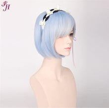 Load image into Gallery viewer, FH factory wholesale P11857 cheap machine made wig synthetic blue hair wig