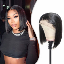 Load image into Gallery viewer, FH virgin human hair bob wig 13x4 lace frontal natural black bob wig