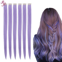 FH light purple clip in hair extensions 6 pcs one set synthetic hair fibers