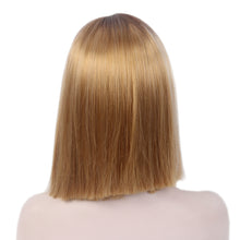 Load image into Gallery viewer, FH P14207 highlight dark blonde middle part bob wig synthetic wig