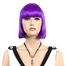 Load image into Gallery viewer, FH P14205 dark purple short bob wig synthetic wig