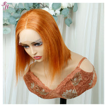 FH ginger color short bob lace frontal human hair wig