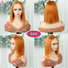 FH ginger color short bob lace frontal human hair wig
