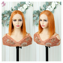 FH ginger color short bob lace frontal human hair wig