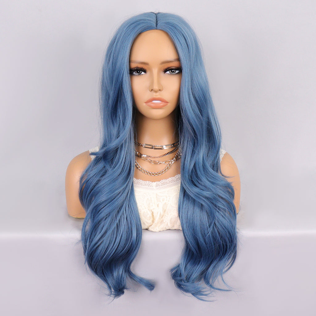 no14 ✨2PCS 50% OFF✨ FH 26inch P14078 middle part long blue color synthetic wig