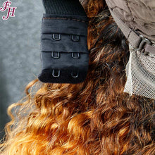 Load image into Gallery viewer, FH ombre brown color 13x4 lace frontal jerry curly human hair wig