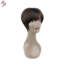 FH factory price human hair wig natural black short synthetic hair wig