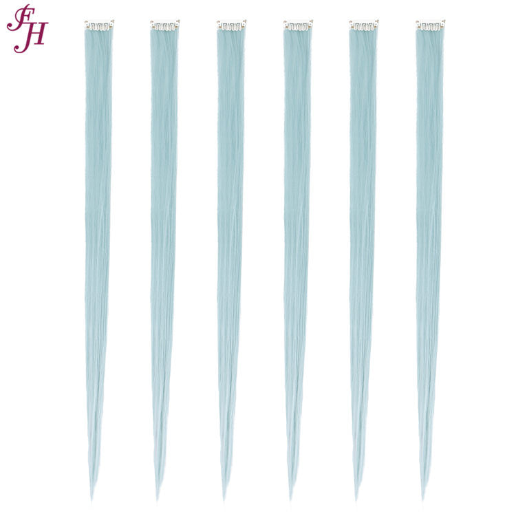 FH long straight bady blue hair extensions clip in hair extensions hair fiber
