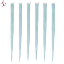 Load image into Gallery viewer, FH long straight bady blue hair extensions clip in hair extensions hair fiber