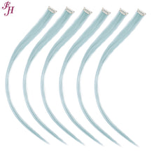 Load image into Gallery viewer, FH long straight bady blue hair extensions clip in hair extensions hair fiber