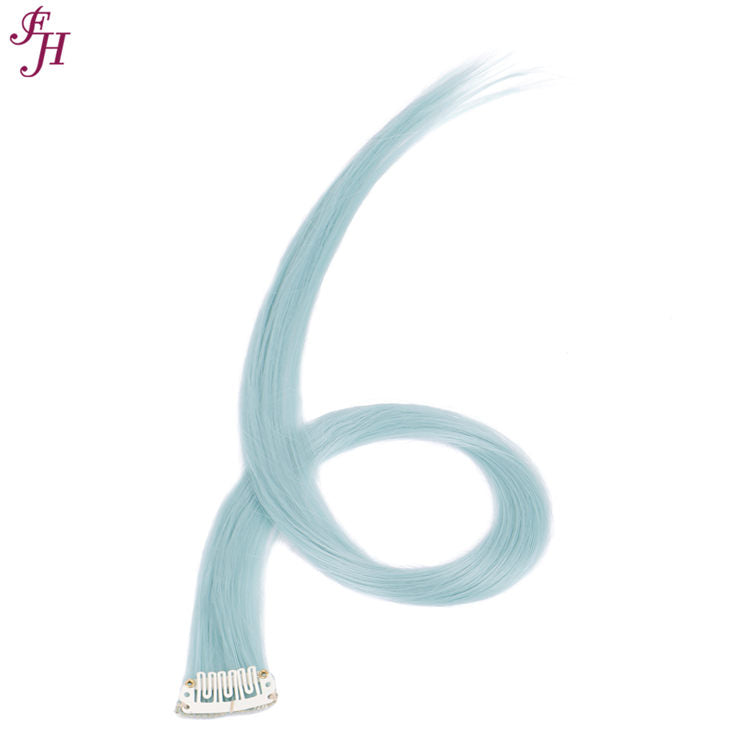 FH long straight bady blue hair extensions clip in hair extensions hair fiber