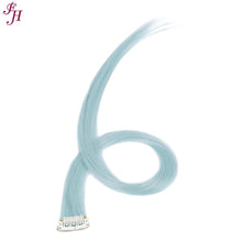 Load image into Gallery viewer, FH long straight bady blue hair extensions clip in hair extensions hair fiber