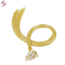 FH straight color yellow clip in hair extensions in one set high fiber synthetic hair