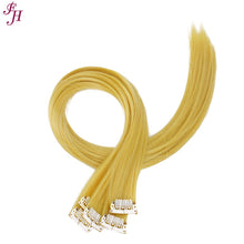 FH straight color yellow clip in hair extensions in one set high fiber synthetic hair