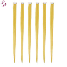 FH straight color yellow clip in hair extensions in one set high fiber synthetic hair