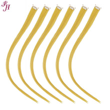 Load image into Gallery viewer, FH straight color yellow clip in hair extensions in one set high fiber synthetic hair