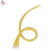 Load image into Gallery viewer, FH straight color yellow clip in hair extensions in one set high fiber synthetic hair
