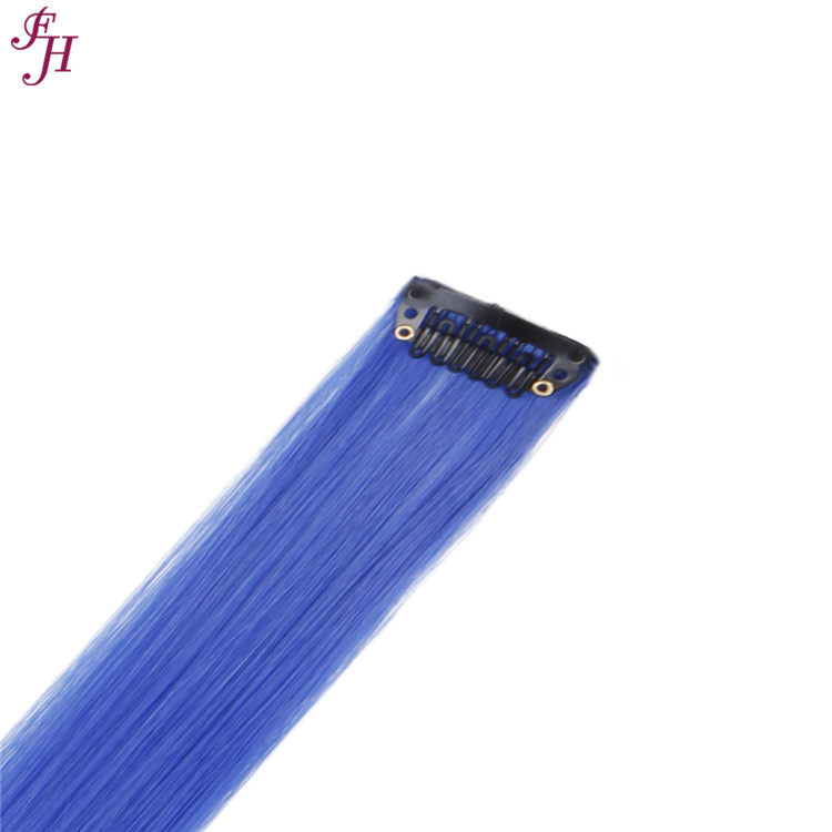 FH grade ultramarine one set fiber synthetic hair straight clip in hair extensions