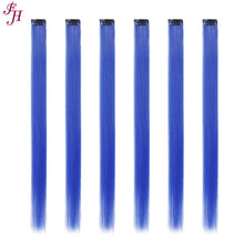 FH grade ultramarine one set fiber synthetic hair straight clip in hair extensions