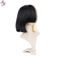 FH wholesale cheap P11479 machine made wig synthetic black/blond hair wig