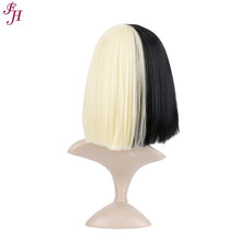 FH wholesale cheap P11479 machine made wig synthetic black/blond hair wig