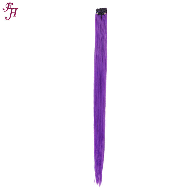 FH purple straight hair colorful synthetic hair 6 pcs one set clip in hair extensions