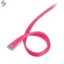 FH 20 inches straight hot pink synthetic hair extension clip in 6 pcs on set