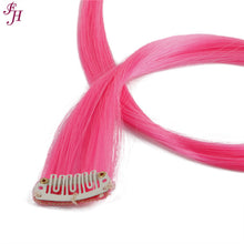 FH 20 inches straight hot pink synthetic hair extension clip in 6 pcs on set