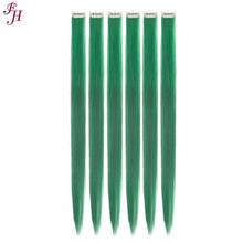 FH cheap price green straight synthetic hair clip in hair extensions 6 pcs one set