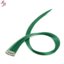 Load image into Gallery viewer, FH cheap price green straight synthetic hair clip in hair extensions 6 pcs one set