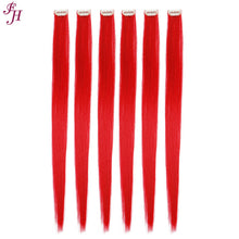 Load image into Gallery viewer, FH high resistant red color 6 pcs clip in hair extensions synthetic hair fibers