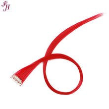 Load image into Gallery viewer, FH high resistant red color 6 pcs clip in hair extensions synthetic hair fibers