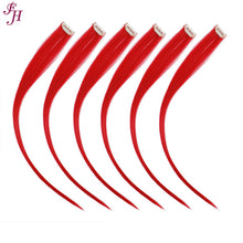 Load image into Gallery viewer, FH high resistant red color 6 pcs clip in hair extensions synthetic hair fibers