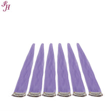 Load image into Gallery viewer, FH light purple clip in hair extensions 6 pcs one set synthetic hair fibers