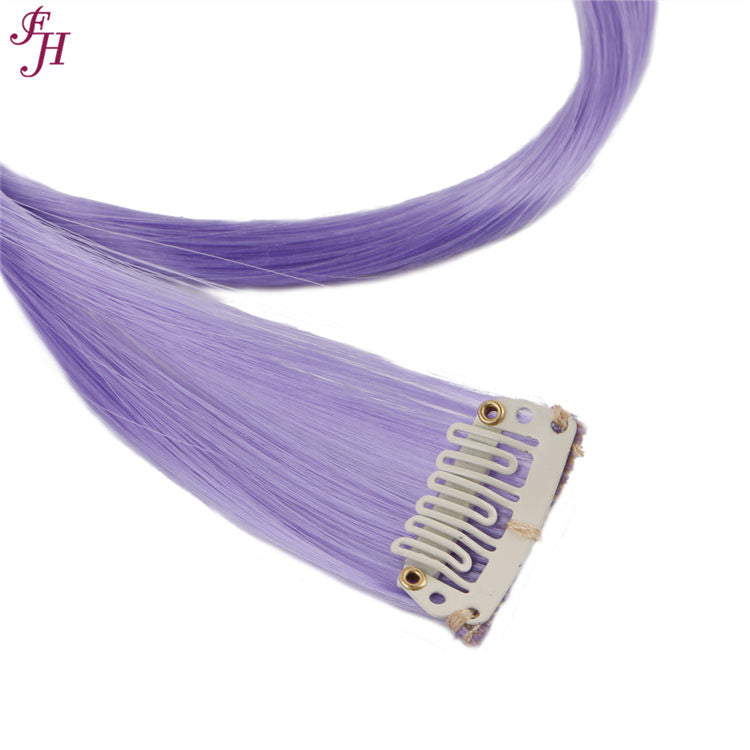 FH light purple clip in hair extensions 6 pcs one set synthetic hair fibers