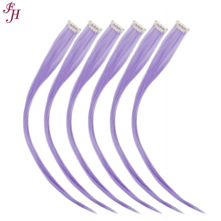 FH light purple clip in hair extensions 6 pcs one set synthetic hair fibers