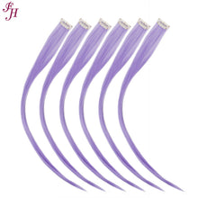 Load image into Gallery viewer, FH light purple clip in hair extensions 6 pcs one set synthetic hair fibers