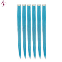 Load image into Gallery viewer, FH sky blue hair extensions clip in 6 pcs one set high fiber synthetic hair