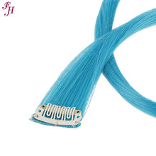 Load image into Gallery viewer, FH sky blue hair extensions clip in 6 pcs one set high fiber synthetic hair