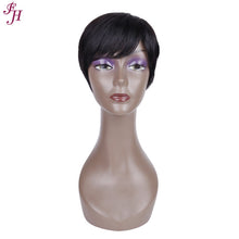 Load image into Gallery viewer, FH high quality raw human hair natural black short straight hair wig