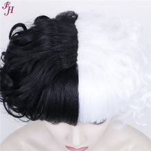 FH P13580 short curly natural black and white synthetic hair wig