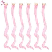 FH synthetic hair pale pink hair 6 pcs wavy hair clip in hair extensions