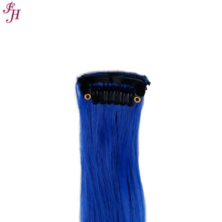 FH 20 inches ultramarine high resistant synthetic fiber hair extensions clip in