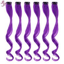 FH wholesale purple colored synthetic hair one set clip in hair extensions